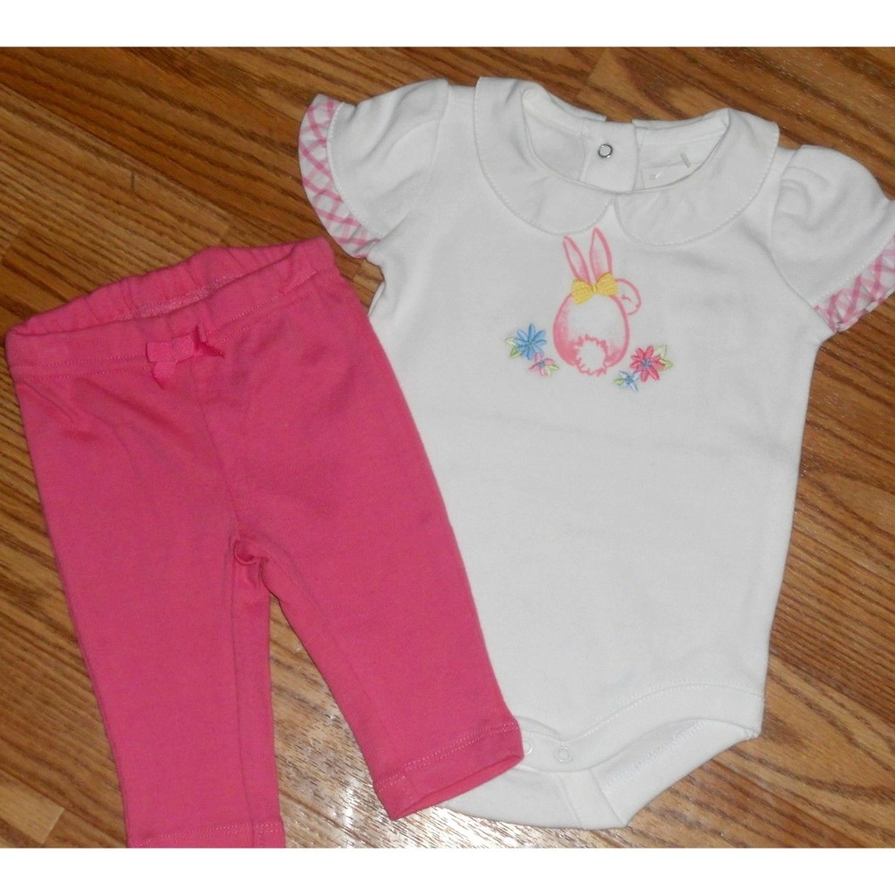 Gymboree Baby Girl Bunny Bodysuit Leggings 0-3 NEW